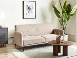 Sovesofa 3 personers SENJA Kunstlinned Lysebrun
