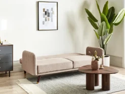 Sovesofa 3 personers SENJA Kunstlinned Lysebrun