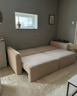 Sovesofa 3 personers VAXHOLM Boucle Lys Beige med opbevaring