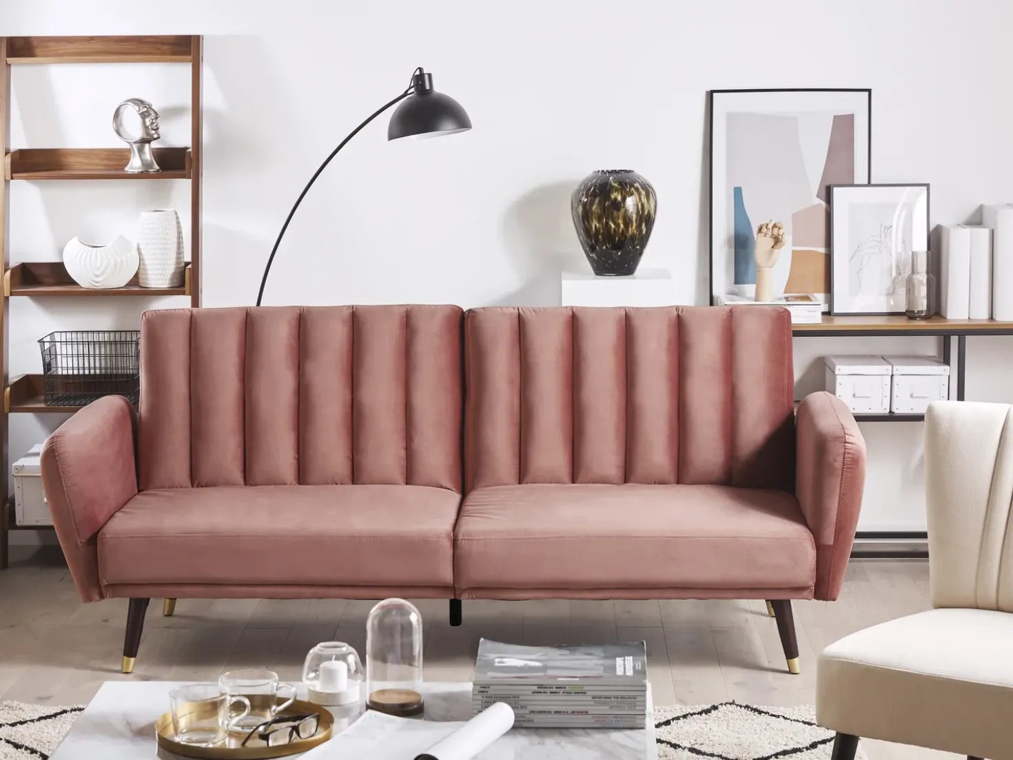 Sovesofa 3 personers VIMMERBY Velour Lyserød