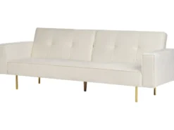 Sovesofa 3 personers VISNES Velour Cremehvid