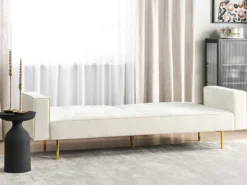 Sovesofa 3 personers VISNES Velour Cremehvid