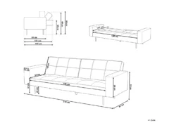 Sovesofa 3 personers VISNES Velour Cremehvid