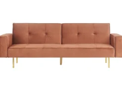 Sovesofa 3 personers VISNES Velour Guldbrun