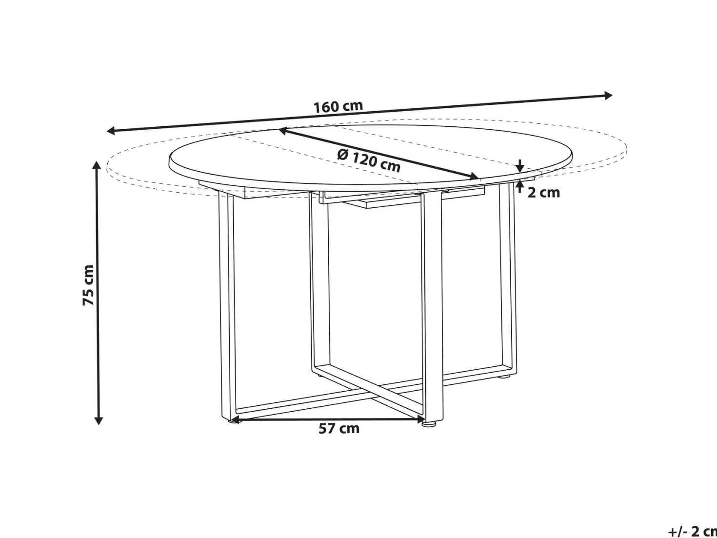 Spisebord ALEXANDRINA Brun 120/160 cm 120 cm