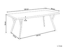 Spisebord ALTON Lysebrun 180 cm 90 cm