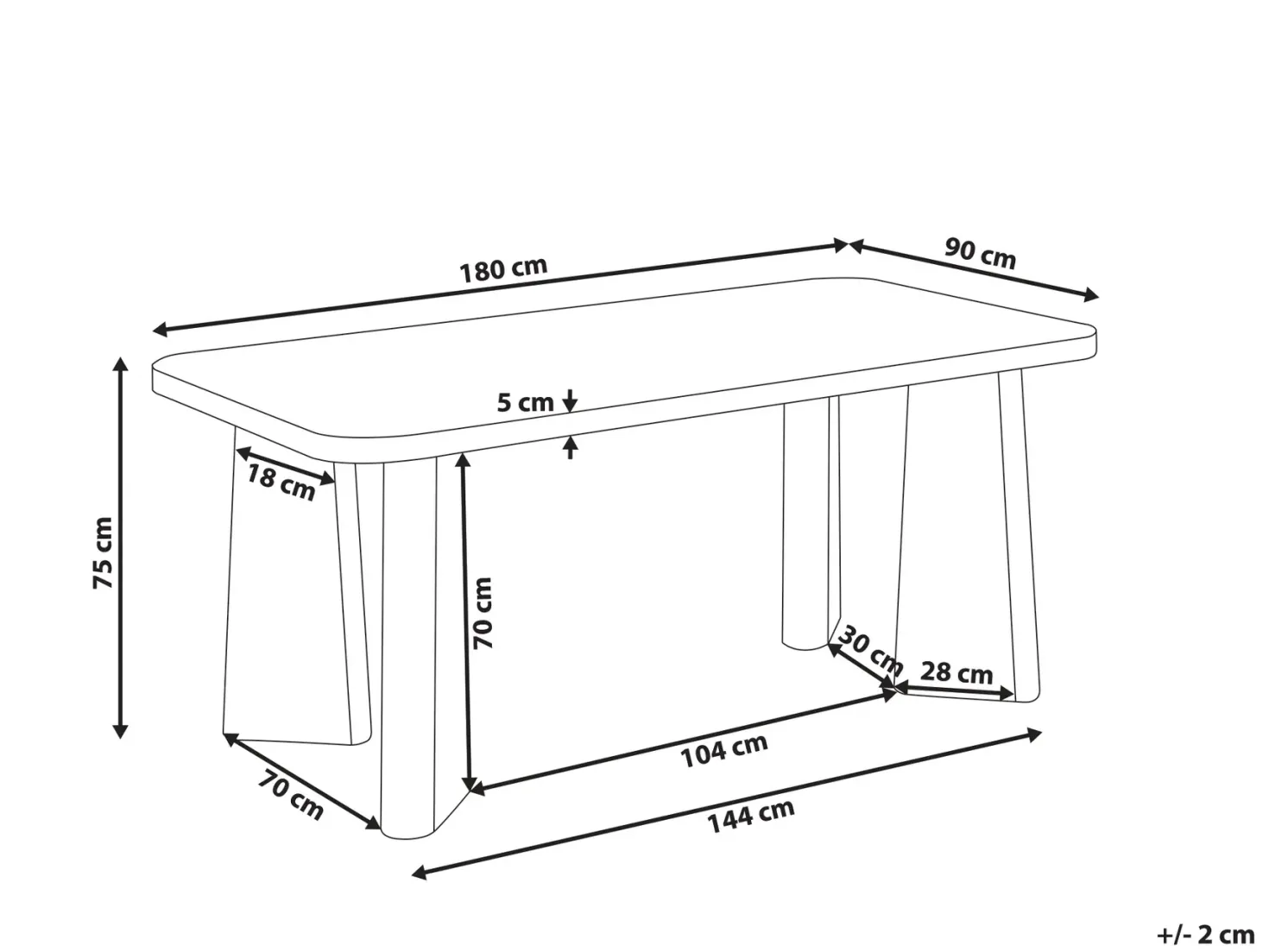 Spisebord ATLIN Sort 180 cm 90 cm