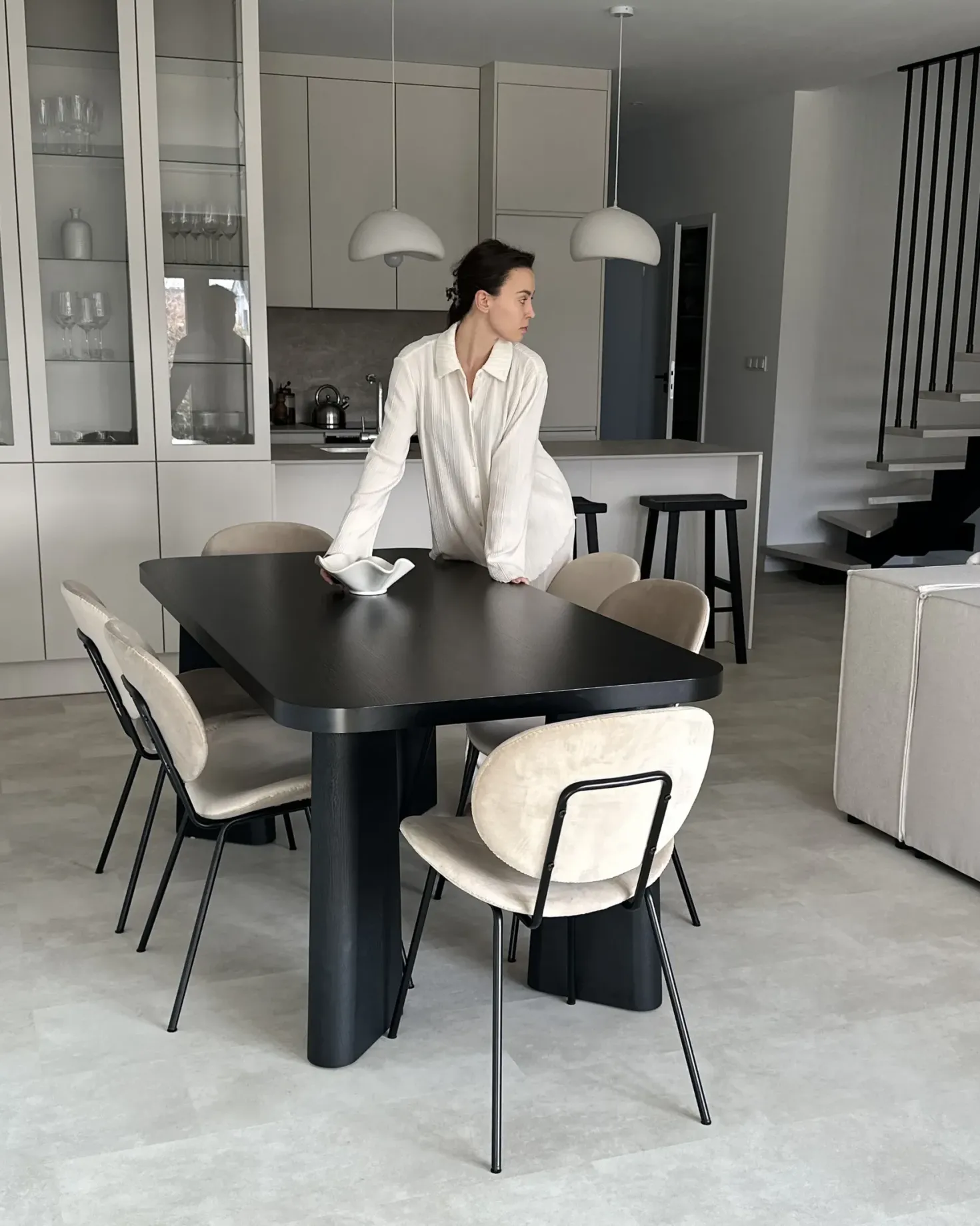 Spisebord ATLIN Sort 180 cm 90 cm