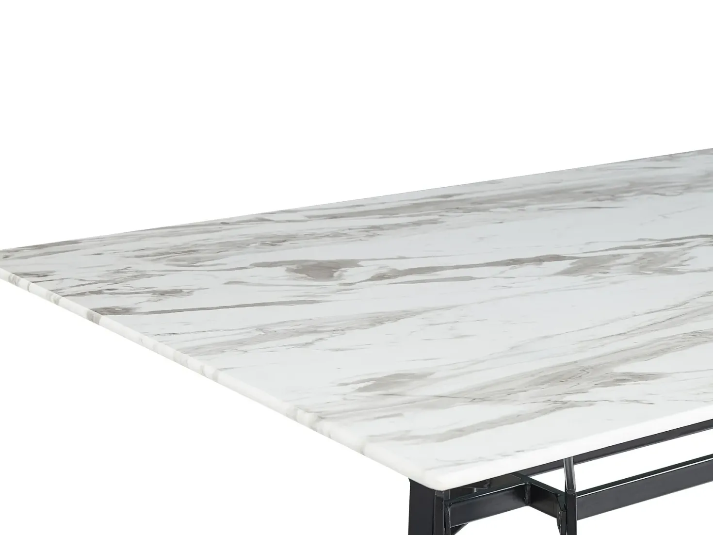 Spisebord BALLINA Hvid marmor 160 cm 90 cm Hærdet glas