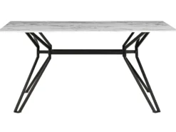 Spisebord BALLINA Hvid marmor 160 cm 90 cm Hærdet glas