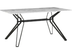 Spisebord BALLINA Hvid marmor 160 cm 90 cm Hærdet glas