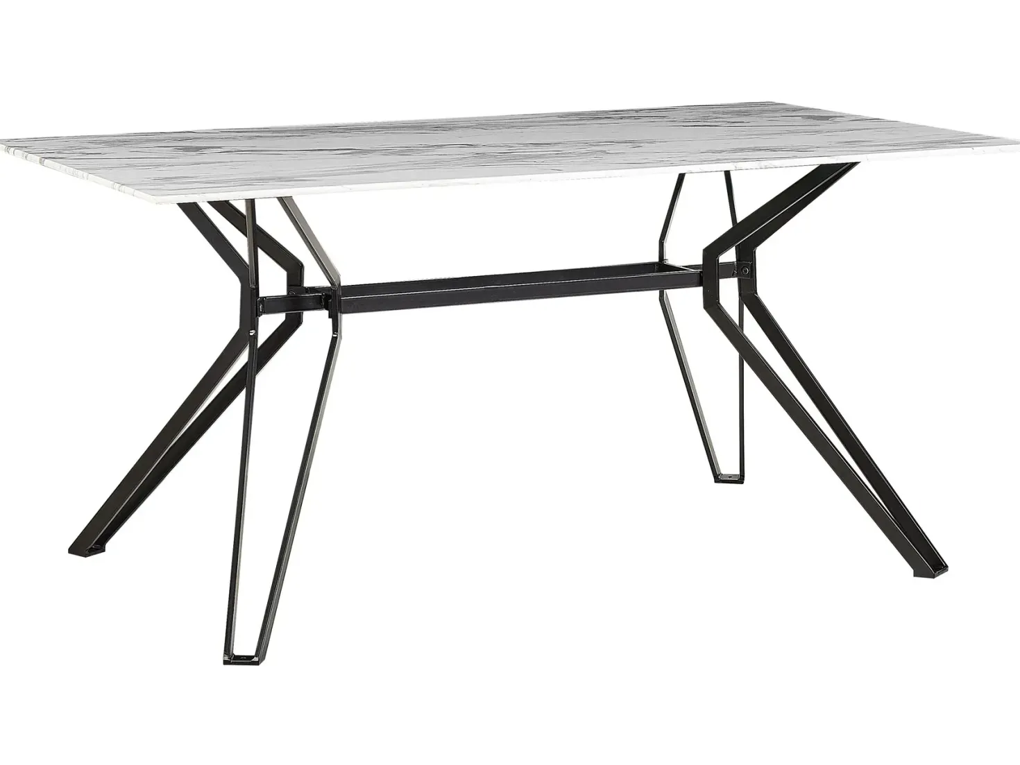Spisebord BALLINA Hvid marmor 160 cm 90 cm Hærdet glas