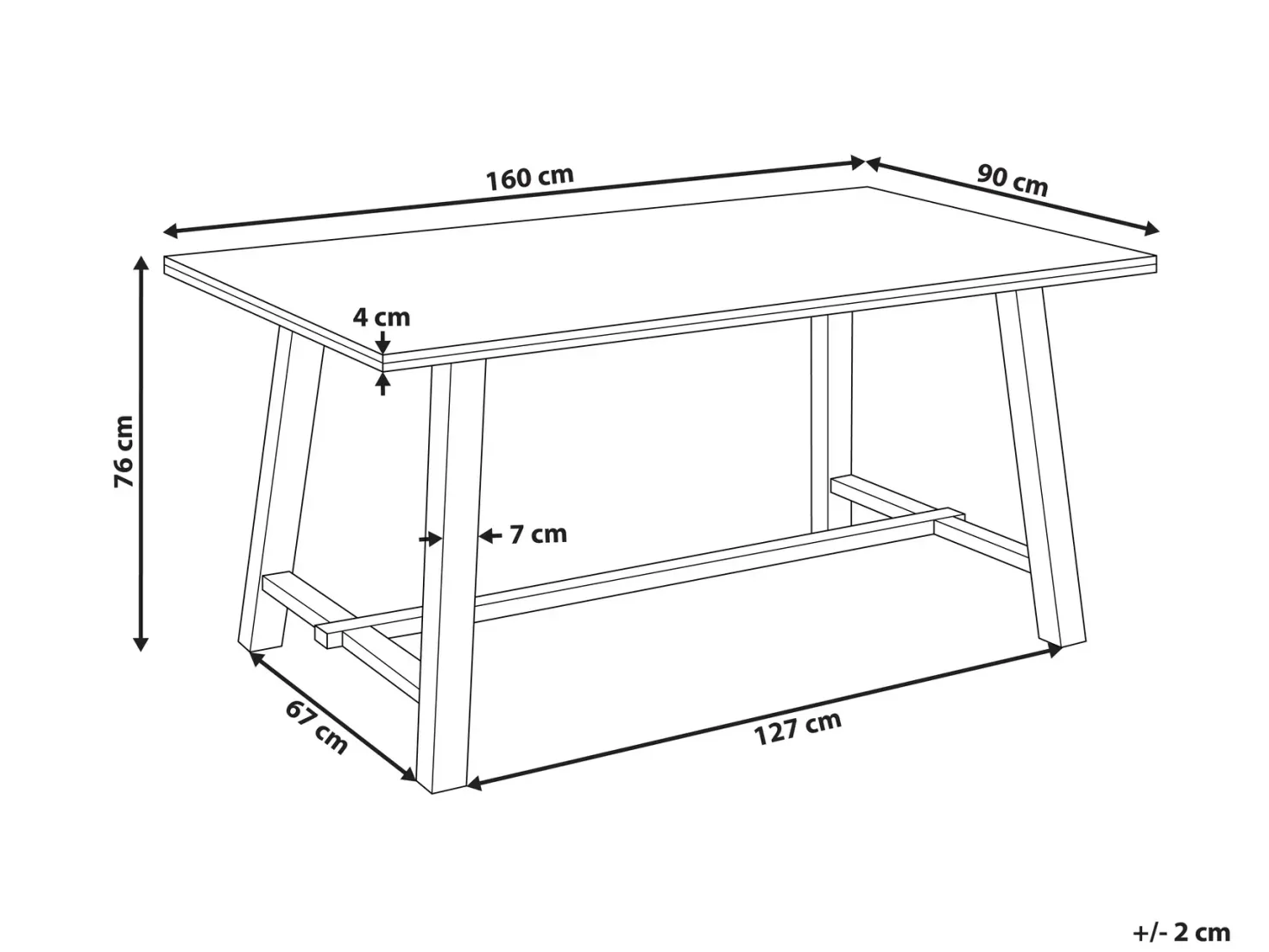 Spisebord BARNES Naturlig ask 160 cm 90 cm
