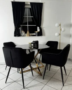 Spisebord BOSCO Sort 105 cm 105 cm Hærdet glas