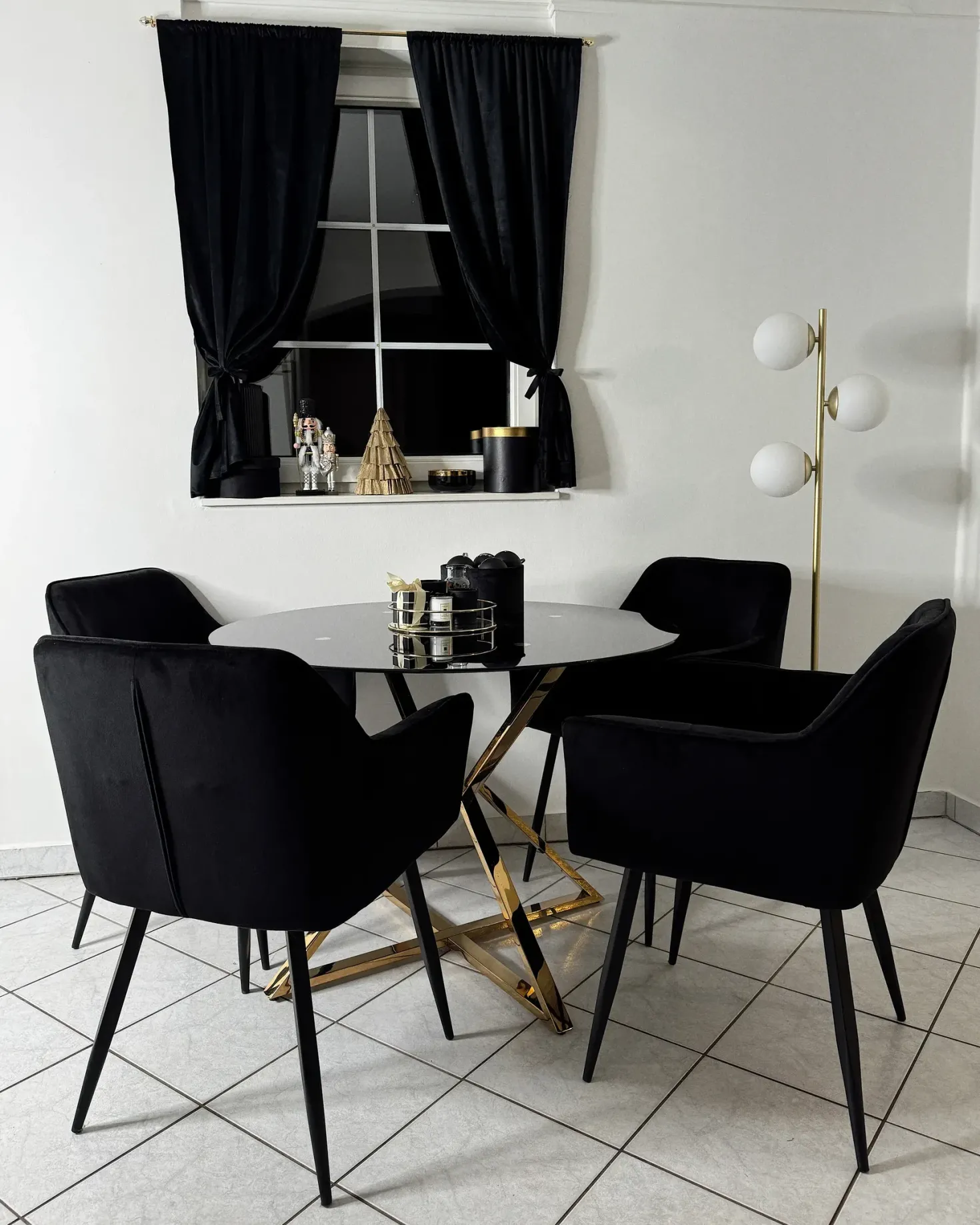 Spisebord BOSCO Sort 105 cm 105 cm Hærdet glas