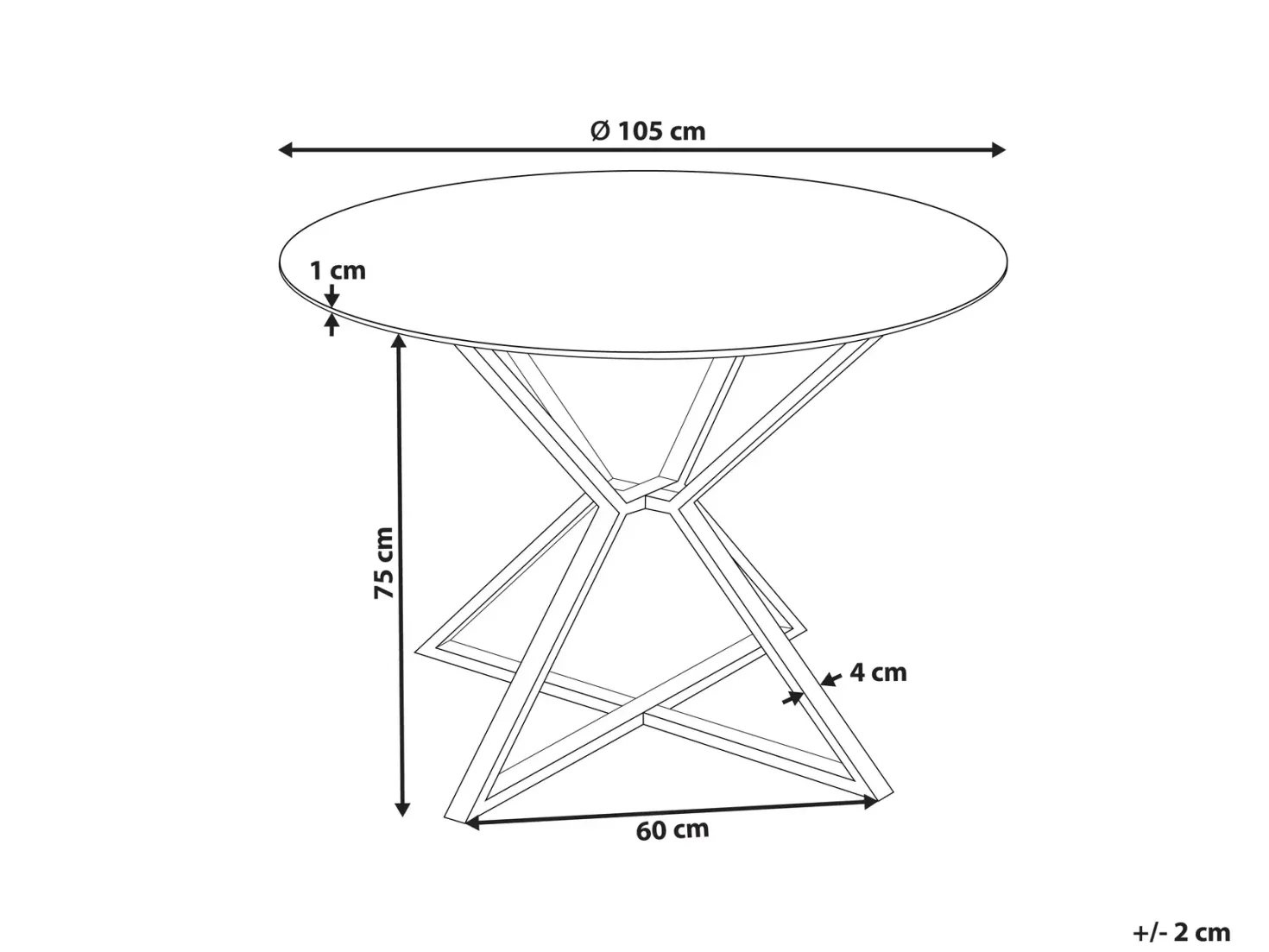 Spisebord BOSCO Sort 105 cm 105 cm Hærdet glas