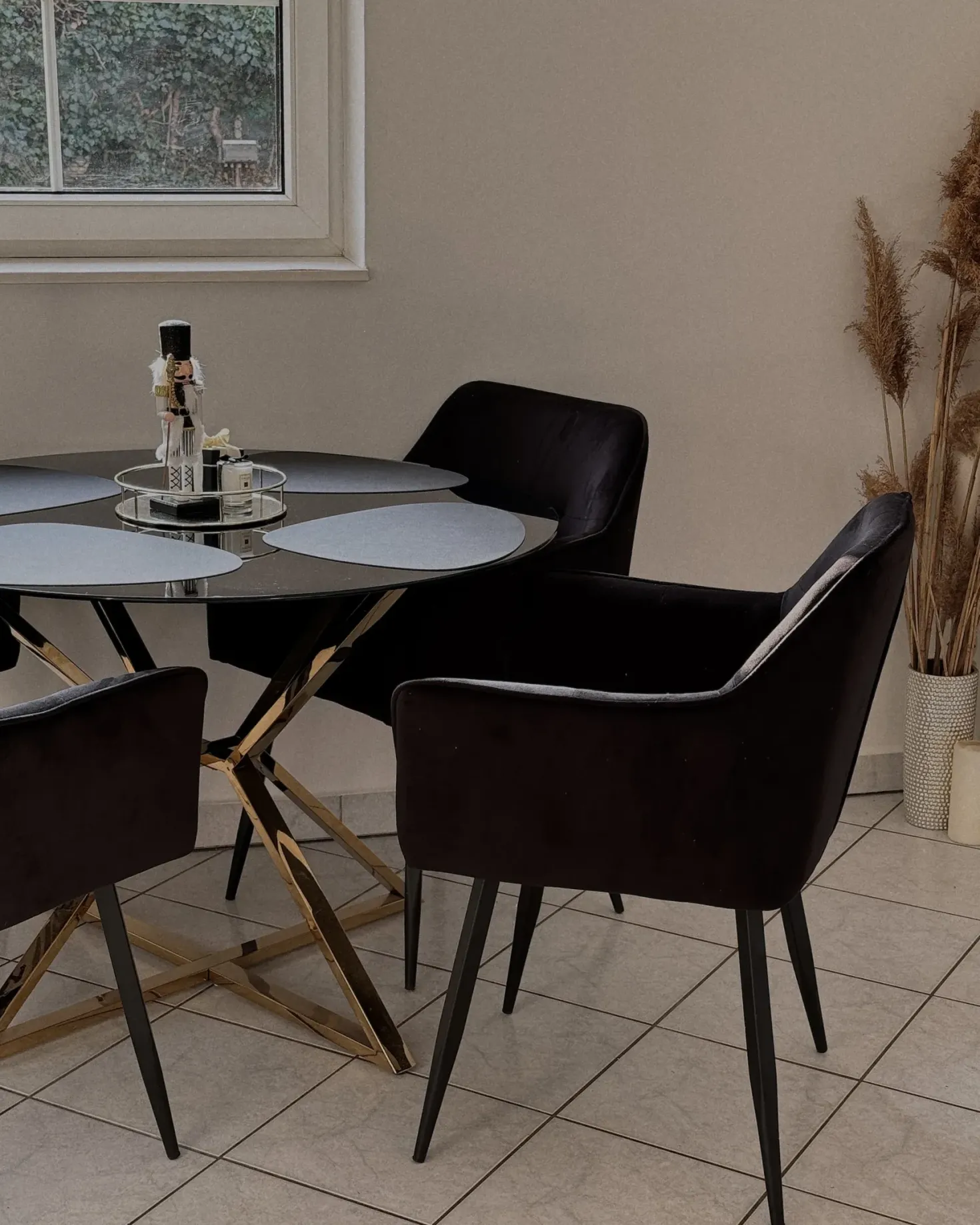 Spisebord BOSCO Sort 105 cm 105 cm Hærdet glas