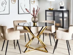 Spisebord BOSCO Sort 105 cm 105 cm Hærdet glas