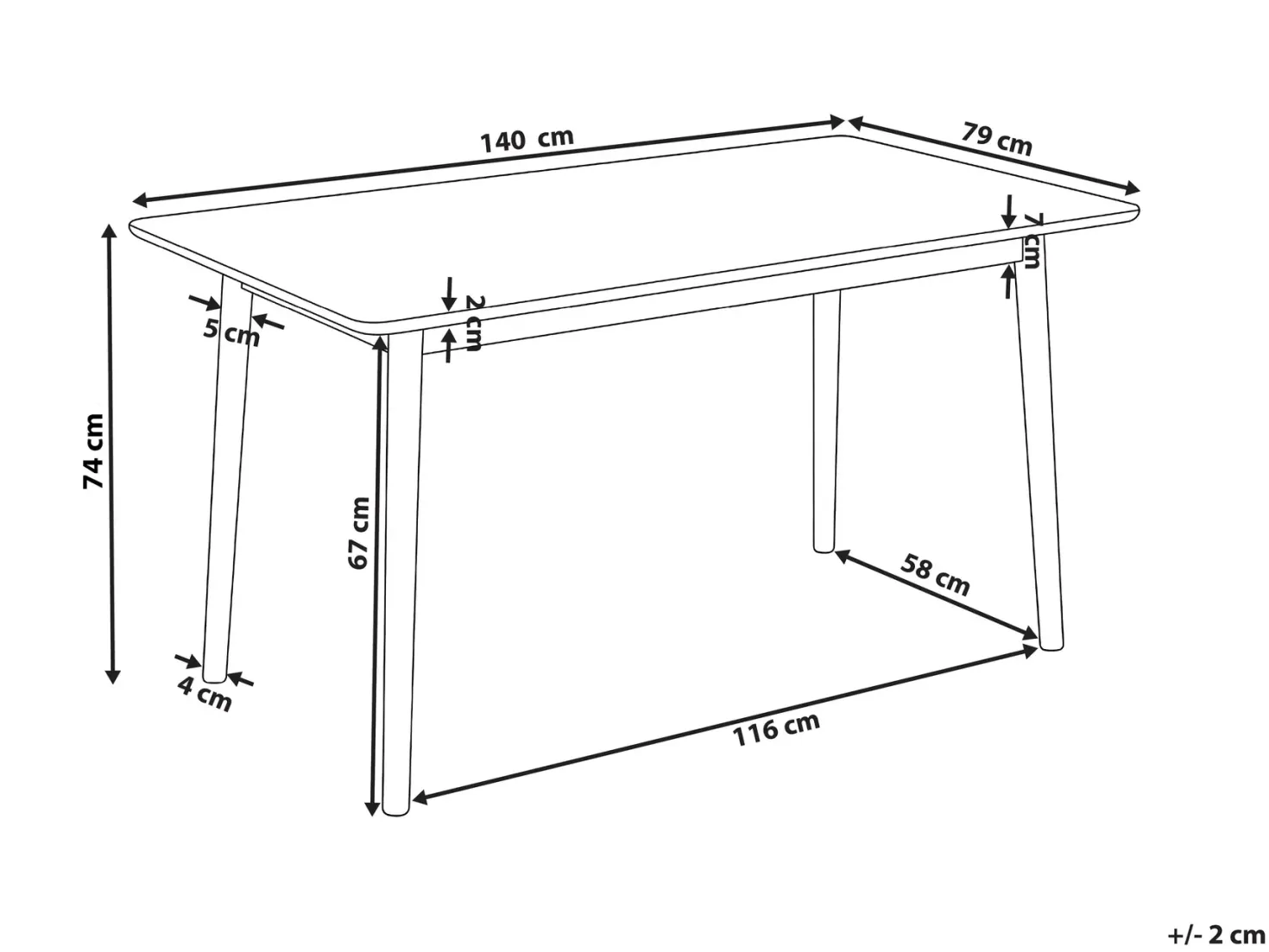 Spisebord ELVYN Lys eg 140 cm 80 cm