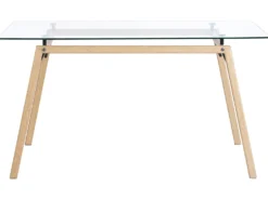 Spisebord KAMINA Lysebrun 140 cm 80 cm Hærdet glas