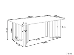 Spisebord LEANDRA Lys ask 200 cm 100 cm