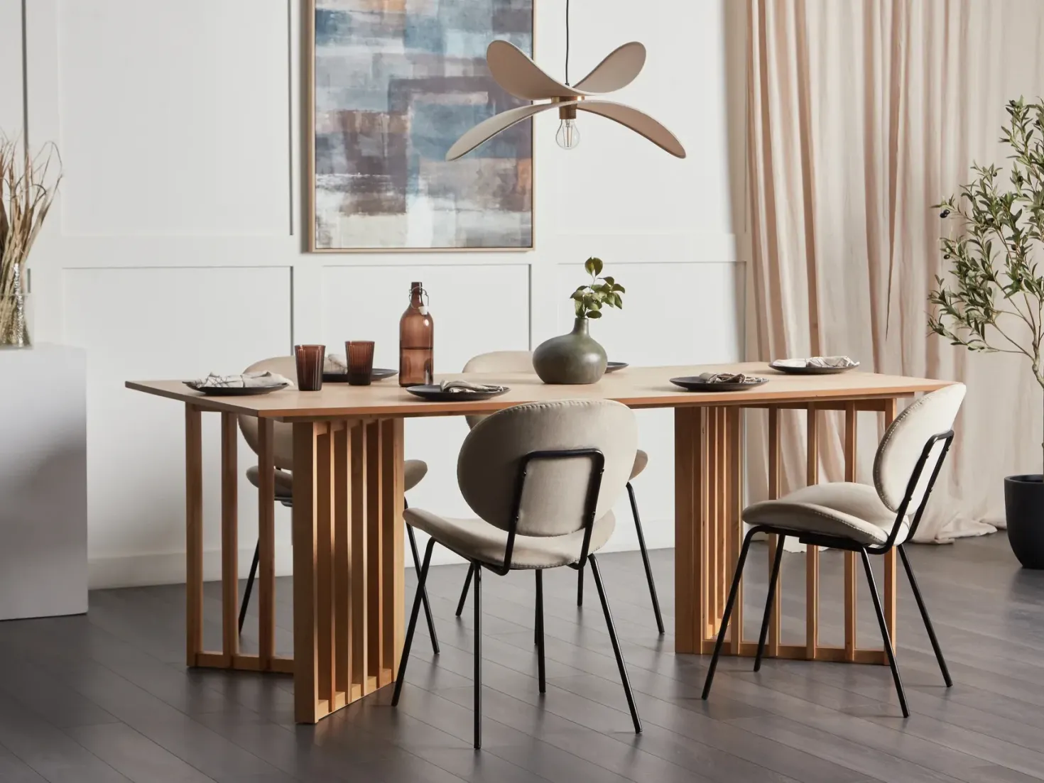 Spisebord LEANDRA Lys ask 200 cm 100 cm
