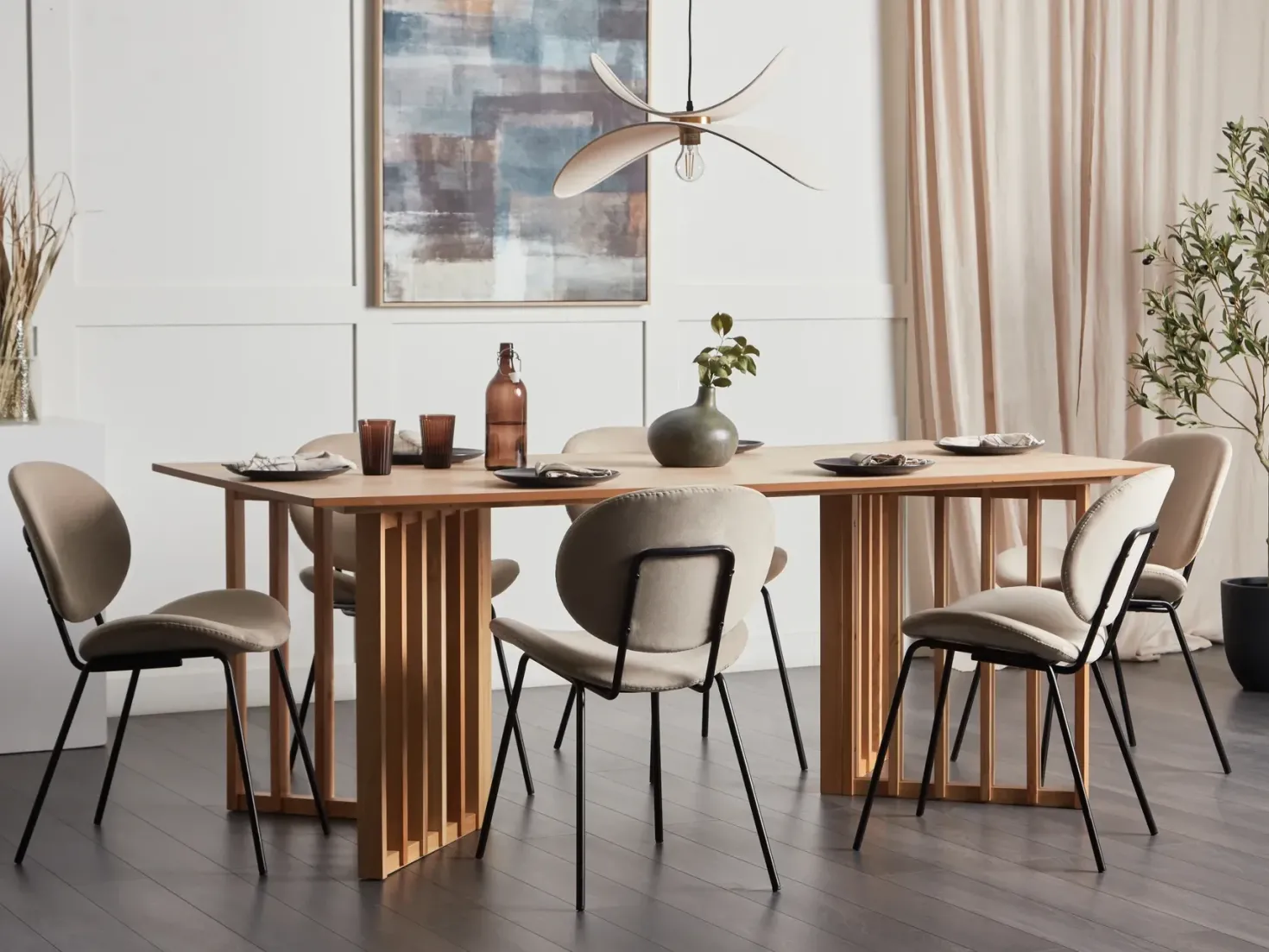 Spisebord LEANDRA Lys ask 200 cm 100 cm