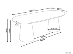 Spisebord LUMAN Travertin Effekt 220 cm 95 cm
