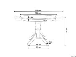 Spisebord med udtræk AKRON Hvid 106/150 cm 106 cm