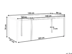 Spisebord med udtræk AVIS Sort 140/190 cm 90 cm