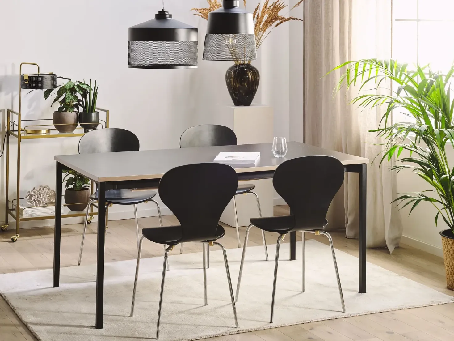 Spisebord med udtræk AVIS Sort 140/190 cm 90 cm