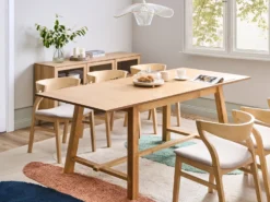 Spisebord med udtræk BARNES Lys ask 160/200 cm 90 cm