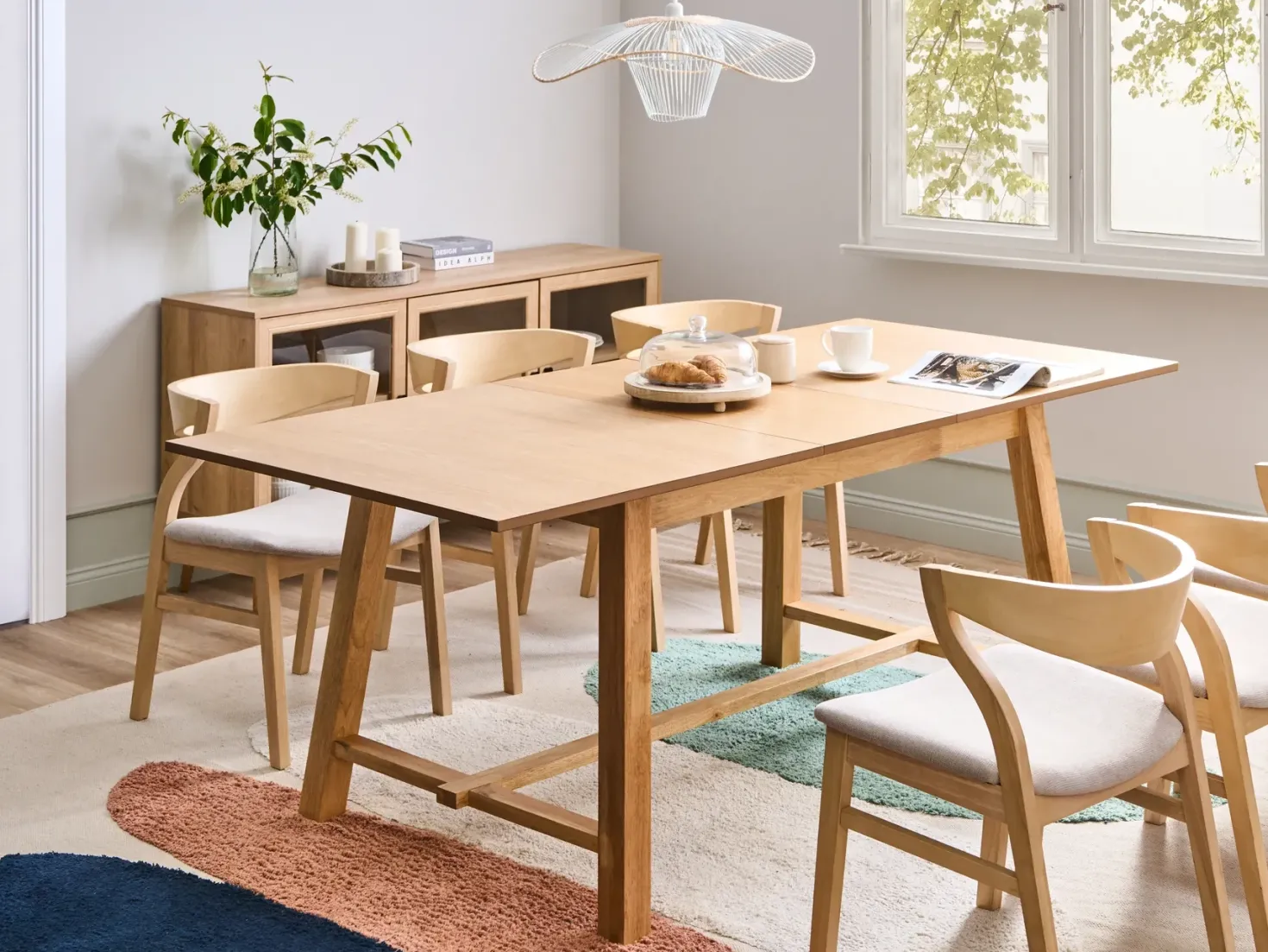 Spisebord med udtræk BARNES Lys ask 160/200 cm 90 cm