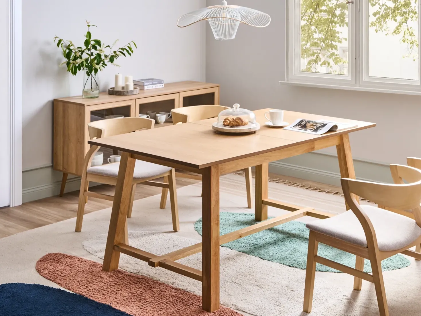 Spisebord med udtræk BARNES Lys ask 160/200 cm 90 cm