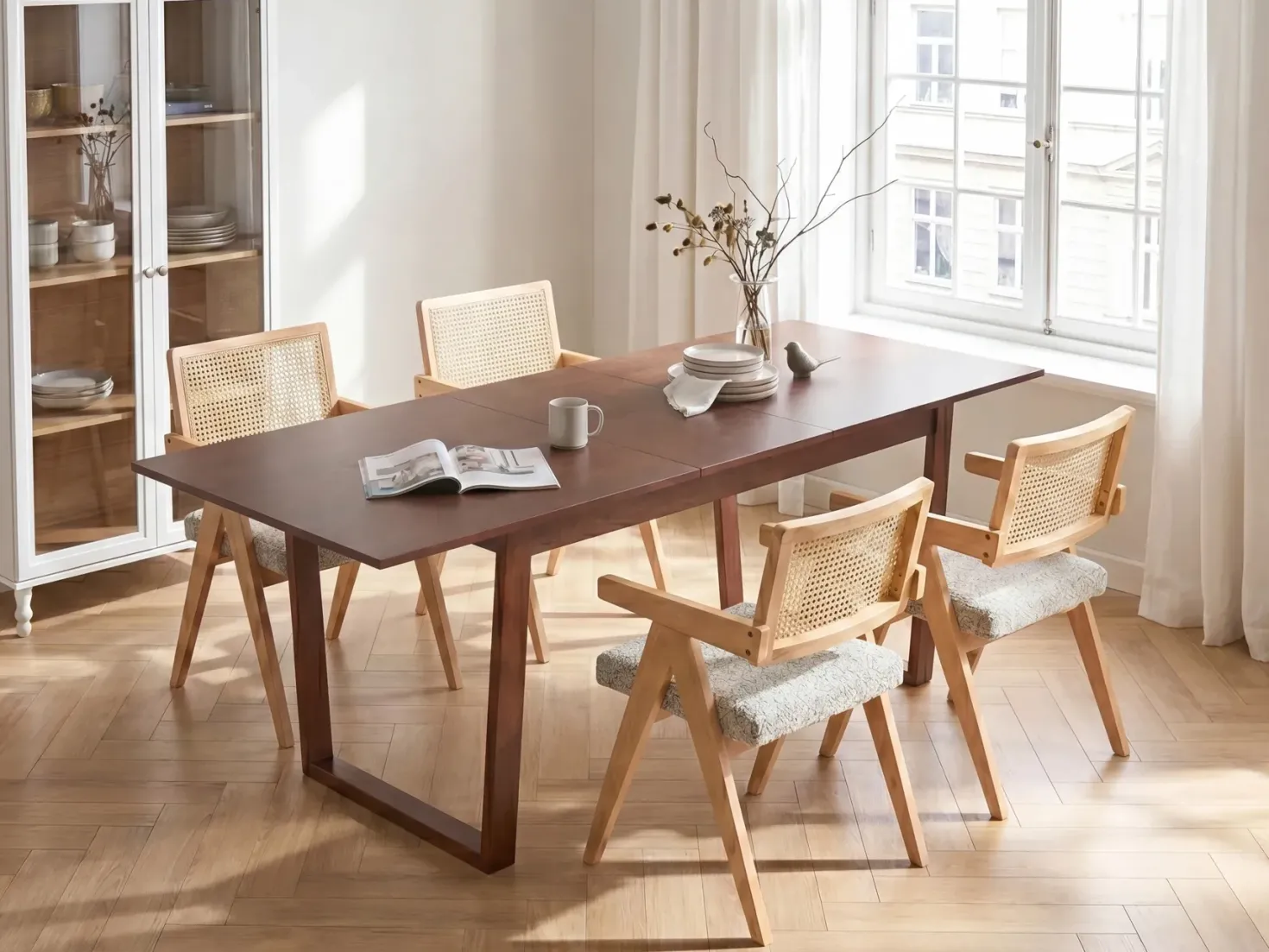 Spisebord med udtræk CAMDEN Mørk ask 160/200 cm 95 cm