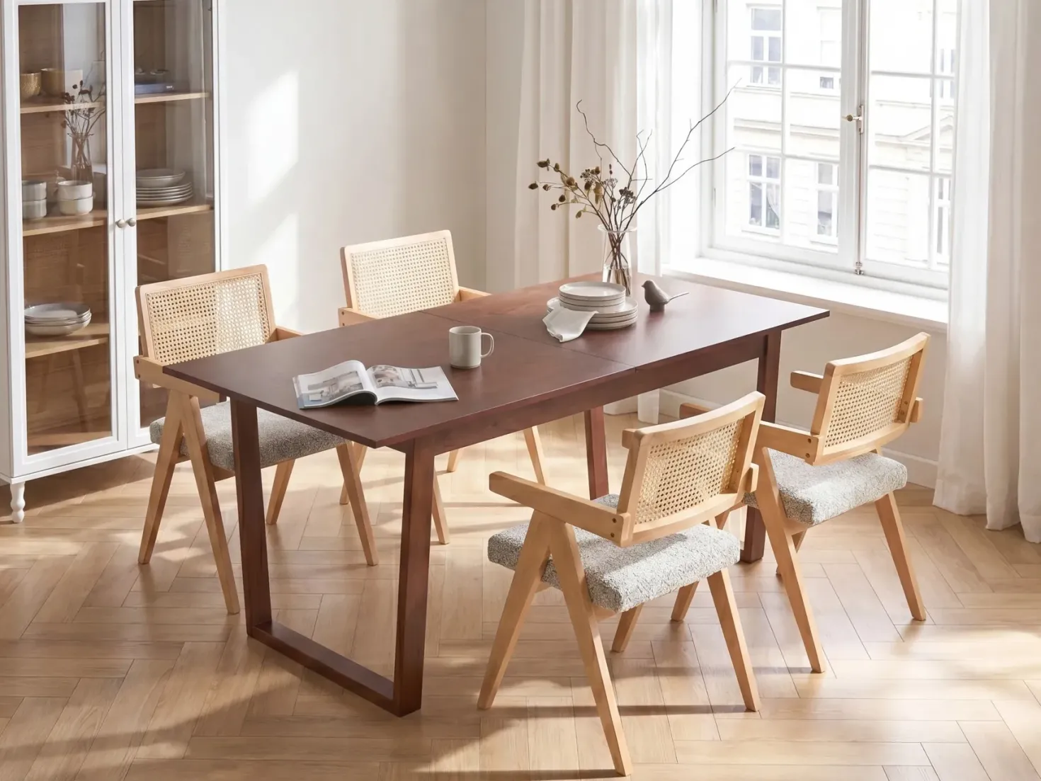 Spisebord med udtræk CAMDEN Mørk ask 160/200 cm 95 cm