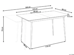 Spisebord med udtræk GELANDA Grå 120/160 cm 80 cm