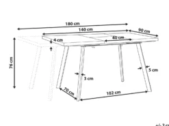 Spisebord med udtræk HARLOW Mørkebrun 140/180 cm 90 cm