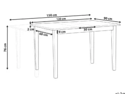 Spisebord med udtræk HOUSTON Brun/sort 120/150 cm 90 cm Fyretræ