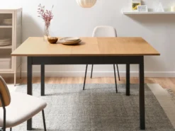 Spisebord med udtræk HOUSTON Brun/sort 120/150 cm 90 cm Fyretræ