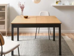Spisebord med udtræk HOUSTON Brun/sort 120/150 cm 90 cm Fyretræ