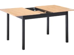 Spisebord med udtræk HOUSTON Brun/sort 120/150 cm 90 cm Fyretræ