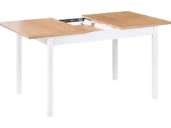 Spisebord med udtræk HOUSTON Lysebrun/hvid 120/150 cm 90 cm Fyretræ