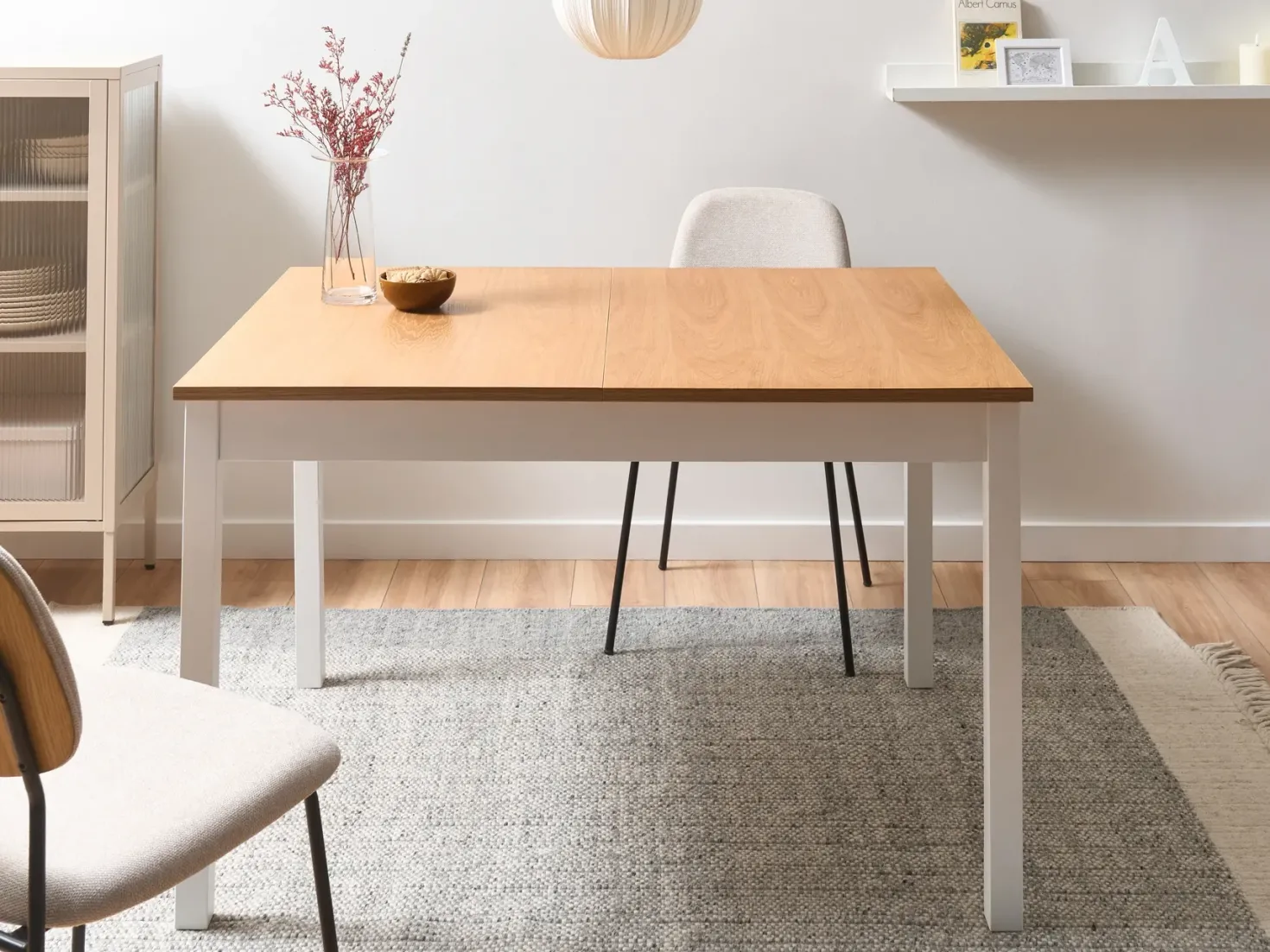 Spisebord med udtræk HOUSTON Lysebrun/hvid 120/150 cm 90 cm Fyretræ