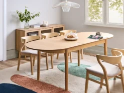 Spisebord med udtræk LARTO Lys ask 180/220 cm 90 cm