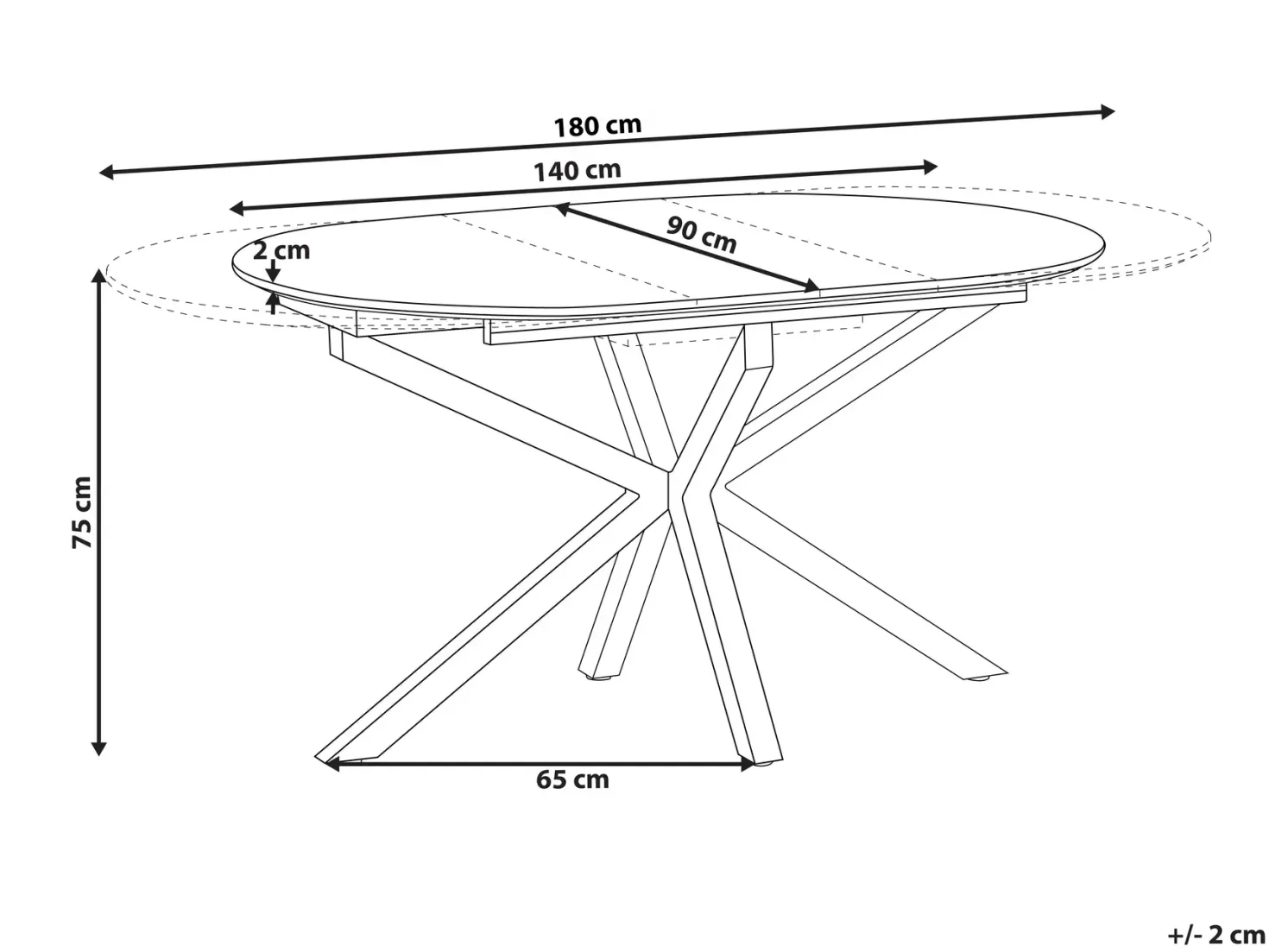 Spisebord med udtræk MACQUARIE Brun 140/180 cm 90 cm