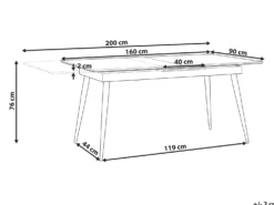 Spisebord med udtræk MALDON Sort 160/200 cm 90 cm