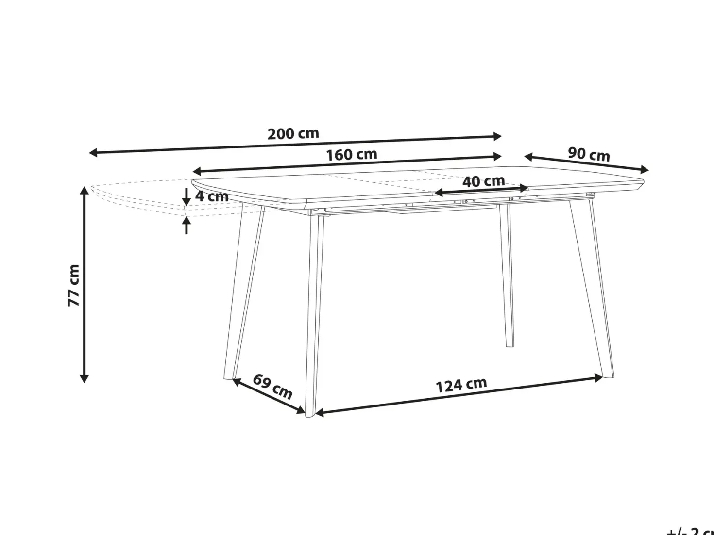 Spisebord med udtræk MOSBY Marmor/guld 160/200 cm 90 cm