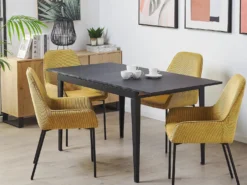 Spisebord med udtræk NORLEY Sort 120/160 cm 80 cm
