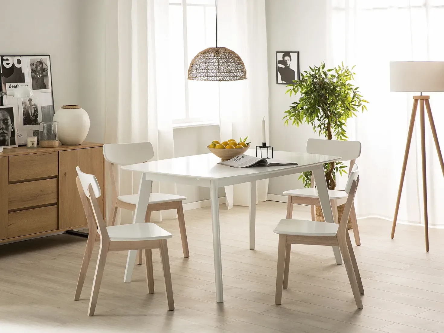 Spisebord med udtræk SANFORD Hvid 120/160 cm 80 cm